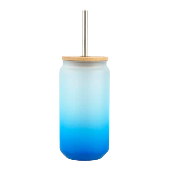 18oz. Frosted Glass Sublimation Tumbler with Bamboo Lid & Straw by Make Market